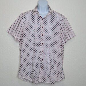 Stone Rose* Men's Short Sleeve Button Down Curved Hem BOHO Design Shirt~ XXL